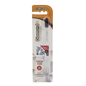 مسواک کانفیدنت مدل Diamond Charcoal با برس متوسط بسته 6 عددی 