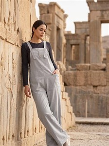 بیلر سوت پیشبندی زنانه و دخترانه جین گرم بالا مناسب تا کد 8414