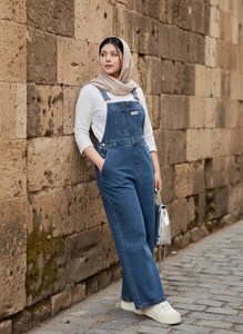 بیلر سوت پیشبندی زنانه و دخترانه جین گرم بالا مناسب تا کد 8410