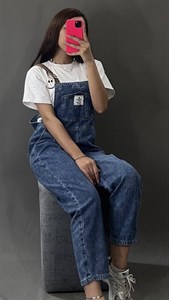 بیلر سوت پیشبندی زنانه و دخترانه جین گرم بالا مناسب تا کد 8412
