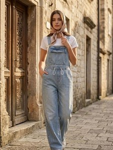 بیلر سوت پیشبندی زنانه و دخترانه جین گرم بالا مناسب تا کد 8409