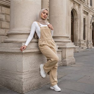 بیلر سوت پیشبندی زنانه و دخترانه جین گرم بالا مناسب تا کد 8402