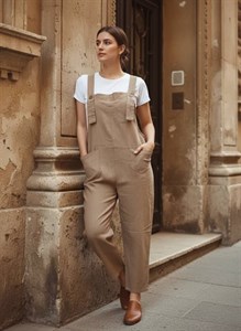 بیلر سوت پیشبندی زنانه و دخترانه جین گرم بالا مناسب تا کد 8418