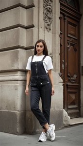 بیلر سوت پیشبندی زنانه و دخترانه جین گرم بالا مناسب تا کد 8413