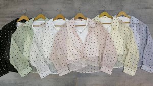 شومیز شیشه ای نگین دار مجلسی زنانه و دخترانه کد 8451