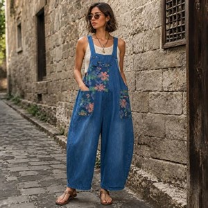 بیلر سوت پیشبندی زنانه و دخترانه جین گرم بالا مناسب تا کد 8428