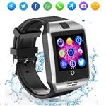 ZRSJ Bluetooth Smart Watch Q18 Touch Screen with Camera SIM/TF Card Slot Watches for Android iOS Samsung Motorola Men Women Kids (Silver)