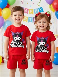 ست تیشرت شلوارک کرومی طرح happy birthday کد ۱۰۲۵
