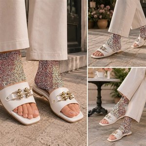 صندل زنانه آلینا رنگ سفید
