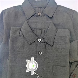 پیراهن لینن دخترانه جلو دکمه دار رنگ مشکی