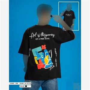 تیشرت نوجوان طرح ART مدل باکسی و لش سایز بزرگ