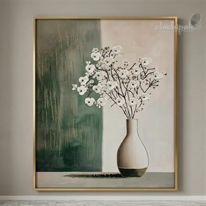 تابلو برجسته مدرن طرح گل های سپید 110*80