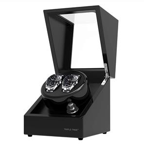 TRIPLE TREE Double Watch Winder [Newly Upgraded], for Automatic Watches, Wood Shell Piano Paint Exterior ，Extremely Silent Motor, Flexible Watch Pillows, Suitable for Ladies and Men's Wrist