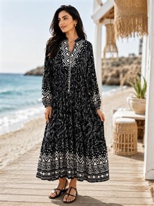 پیراهن ساحلی نخی ترک 01
