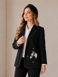 مانتو مشکی هرمس گلدوزی شده