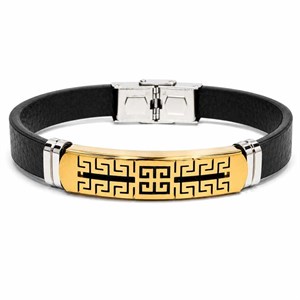 دستبند چرم مردانه مدل ورساچه طلایی کد LB-1039