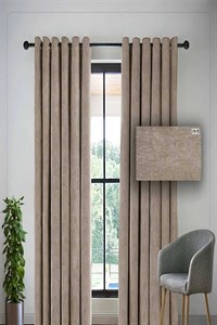 پرده پانچ مخمل شانل رنگ Warm Grey