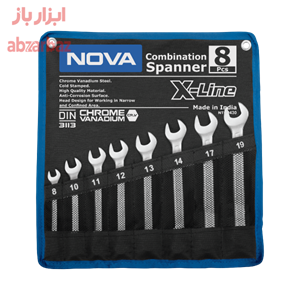 ست کیفی 8 عددی آچار یک سر تخت و یک سر رینگ نووا X-Line مدل 9430
