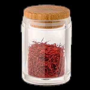 جای زعفران اکرولیک درب چوبی لیمون کد 2280