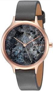 Skagen Women's Gray Leather Anita Marble Watch
