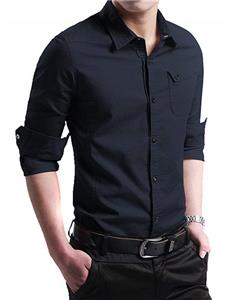 XTAPAN Men's Casual Slim Fit Shirt Cotton Long Sleeve Button Down Dress Shirt 