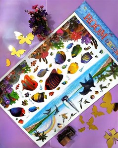 خرید استیکر دیواری سه بعدی طرح کودکانه ماهی