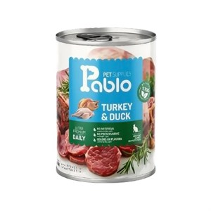 کنسرو سوپر پیریمیوم نچرال گربه بالغ پابلو طعم اردک و بوقلمون Pablo Super Premium Natural Cat food وزن 430 گرم
