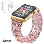 Pintaik for Apple Watch Band 38mm 42mm, 2018 New Fashion Crystal Beaded Elastic Bracelet Women Girl Bands and Case for Iwatch Series 3/2/1 Luxury Bling Watch Strap and Case Gift Idea