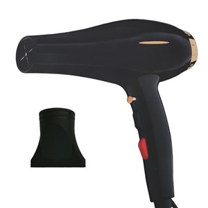 سشوار حرفه‌ای مدل pro_9000w، موتور AC با توان مصرفی 9000 وات، دارای قابلیت تعویض سری، باد سرد و فناوری تولید یون، طراحی ارگونومیک، با حالت صاف‌کننده و حجم‌دهنده، وزن 574 گرم، تنظیم حرارت 3 حالته و کنترل سرعت 2 حالته، به همراه 1 عدد سری متمرکزکننده