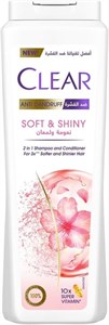 شامپو ۲ در ۱ کلیر وومن مدل SOFT & SHINY | ضد شوره ۱۰۰٪ و تقویت‌کننده پوست سر | نرمی و درخشندگی فوق‌العاده | حاوی کراتین و نیاسینامید | حجم ۳۵۰ میلی‌لیتر | ساخت ترکیه