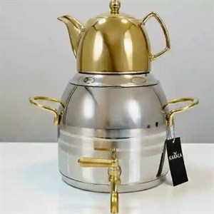 کتری قوری شیردار طلایی و نقره ای کاراجا ۶لیتری مدل اویم