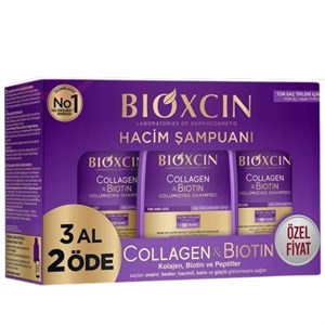 پک 3 عددی شامپو حجم دهنده بیوکسین مدل COLLAGEN and BIOTIN حجم 3x300 میلی لیتر