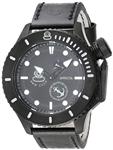 Invicta Men's 'Russian Diver' Swiss Quartz Stainless Steel and Leather Casual Watch, Color:Black (Model: 22013)