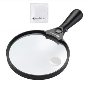 Magnifying Glass with Light, 5.5 Inch Large Magnifier 2X 4X 25X Zoom  Magnifying Glass Lens with 3 Bright LED Illuminated Lighted Handheld  Magnifier