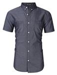 Yong Horse Men's Regular-fit Long/Short-Sleeve Pockets Button Down Dress Shirt