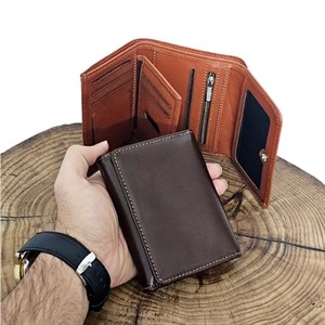 کیف پول چرم مردانه سه لت چرم اصل گاوی