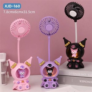 پنکه رومیزی فانتزی طرح کرومی مدل XJD-160 | شارژی و چراغ‌دار