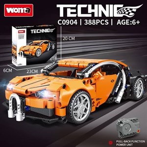 لگو ماشین تکنیک عقب‌کش برند WOMA مدل C0904 | ۳۸۸ قطعه ساختنی حرفه‌ای 🏎️