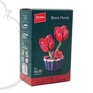 لگو گل رز و گلدان Sembo Block 601283 | ست ساختنی دکوراتیو رز قرمز 🌹🏺