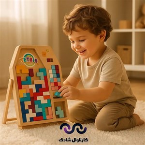 بازی فکری تتریس چوبی ایستاده سایز بزرگ مدل YMY434