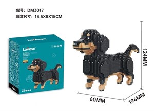 لگو سه بعدی سگ داکس‌هوند مدل DM3017 | فیگور ساختنی ۸۳۶ قطعه برند Lovesn 🐶