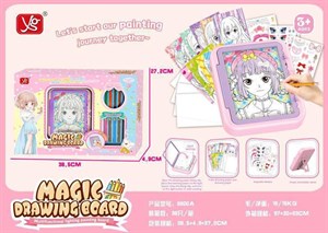 خرید صفحه نقاشی چراغ‌دار کودک مدل 6800A | Magic Drawing Board با مداد رنگی