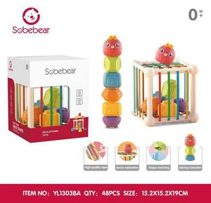 مکعب جای‌گذاری آموزشی سوبی‌بر Sobebear مدل YL1303BA | بازی مونته‌سوری کشی