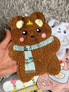 کیسه آبگرم پولیشی بافتنی طرح خرسی (15*20 سانتی متر) متوسط - قهوه ای