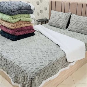 کاور گیسبافت ۳تیکه همراه با لحاف تدی دونفره ۱۸۰ 