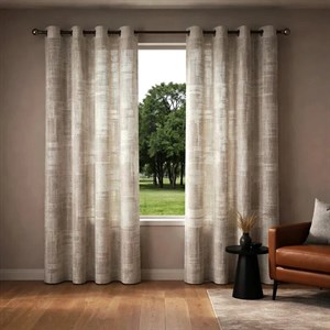 پرده پانچ تیکو دکو مدل حریرکتان ژاکارت طرح محو مدل بدون نیاز به آستر سایز 280 × 140 سانتی‌متر مجموعه‌ 2 عددی