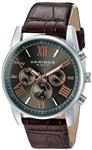 Akribos XXIV Men's Swiss Quartz Multi-Function Sunray Dial and Brown Alligator Embossed Genuine Leather Strap Watch