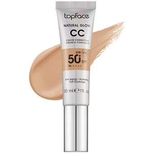 کرم پودر CC مایع  SPF50 تاپ فیس مدل NATURAL GLOW شماره 007 مناسب برای انواع پوست حجم 30 میلی لیتر 