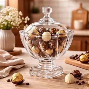 شکلات خوری بلور پایه دار کادویی مدل اسکوئر 