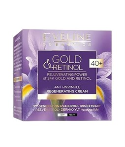 EVELINE GOLD & RETINOL ANTI-WRINKLE REGENERATING CREAM 40  50 ML کرم ضد چروک و احیا کننده صورت طلا و رتینول  40 اولاین